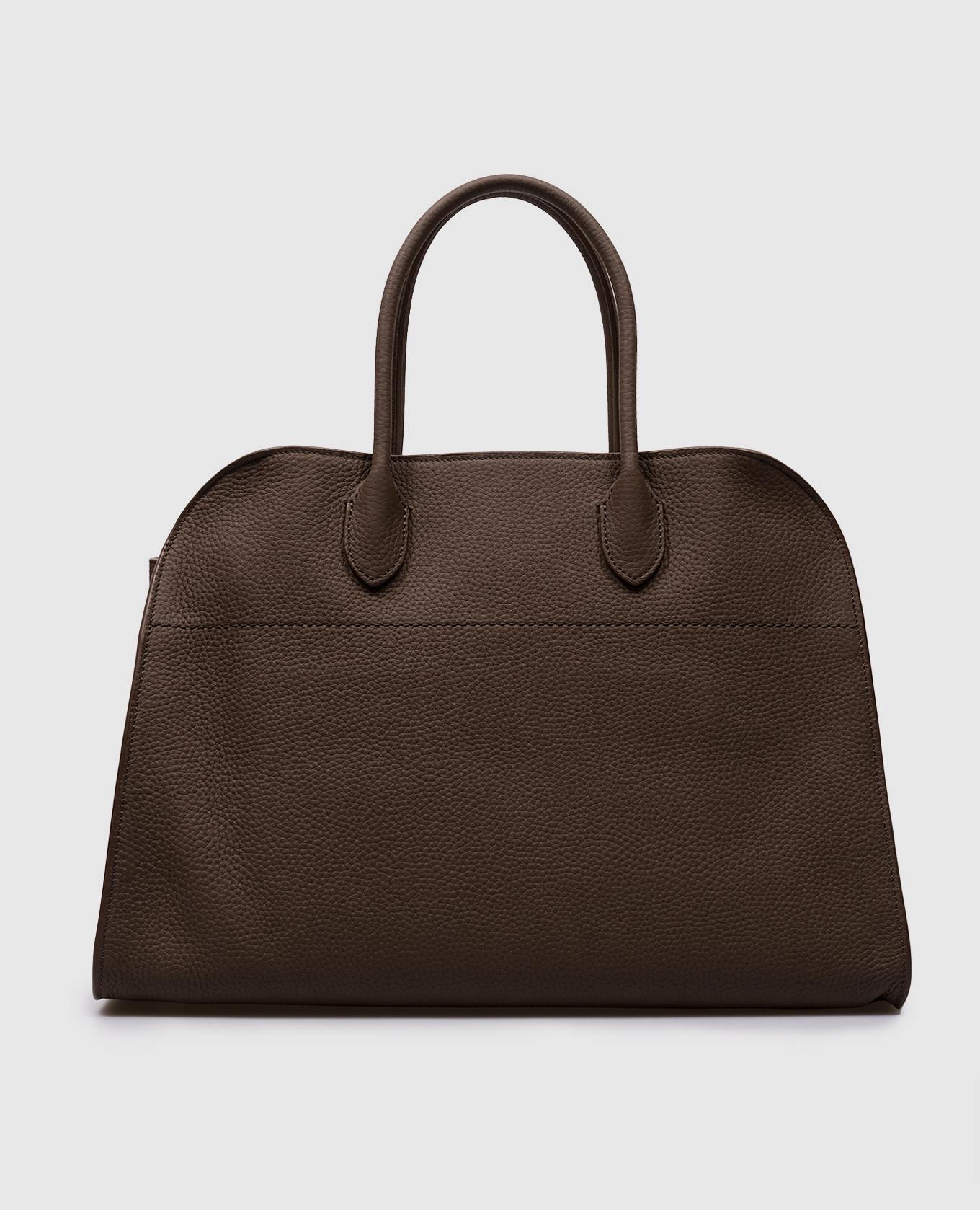 The Row - Soft Margaux 15 brown leather tote bag with embossed