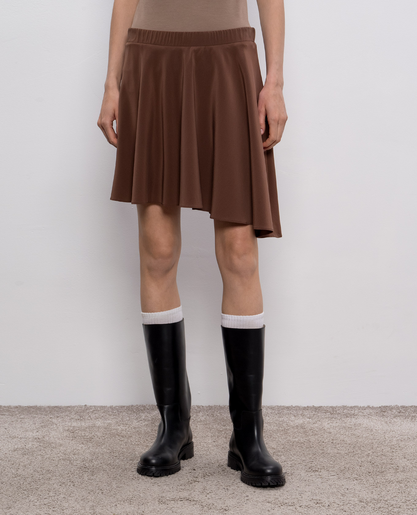 Brown silk mini skirt Brunello Cucinelli 3