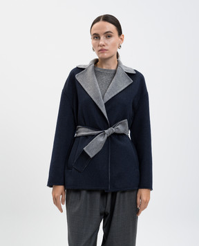Heresis Blue cropped wool coat DG8070H420