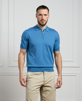 Cashmere&Whiskey Blue polo shirt with silk and cashmere FS05