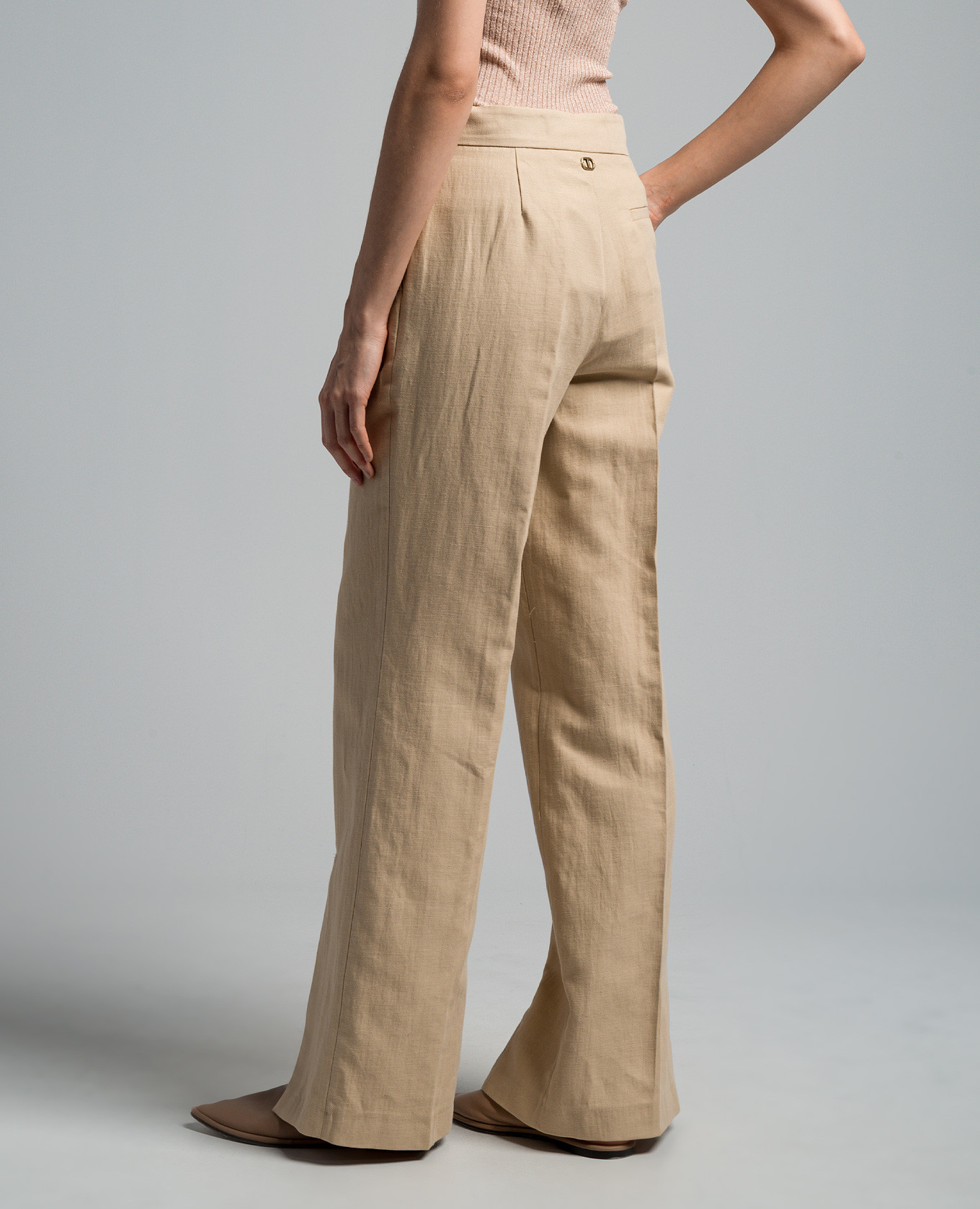 Beige linen pants with slits Twinset 4