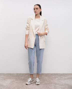 Peserico Beige silk top with monil chain S0676002372