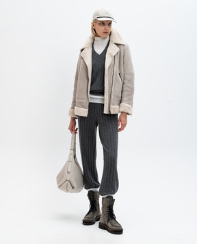 Simonetta Ravizza A gray sheepskin coat in the style of a sheepskin coat F04JA284H29