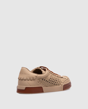Dolce&Gabbana Beige leather sneakers with weaving A20195A9T93