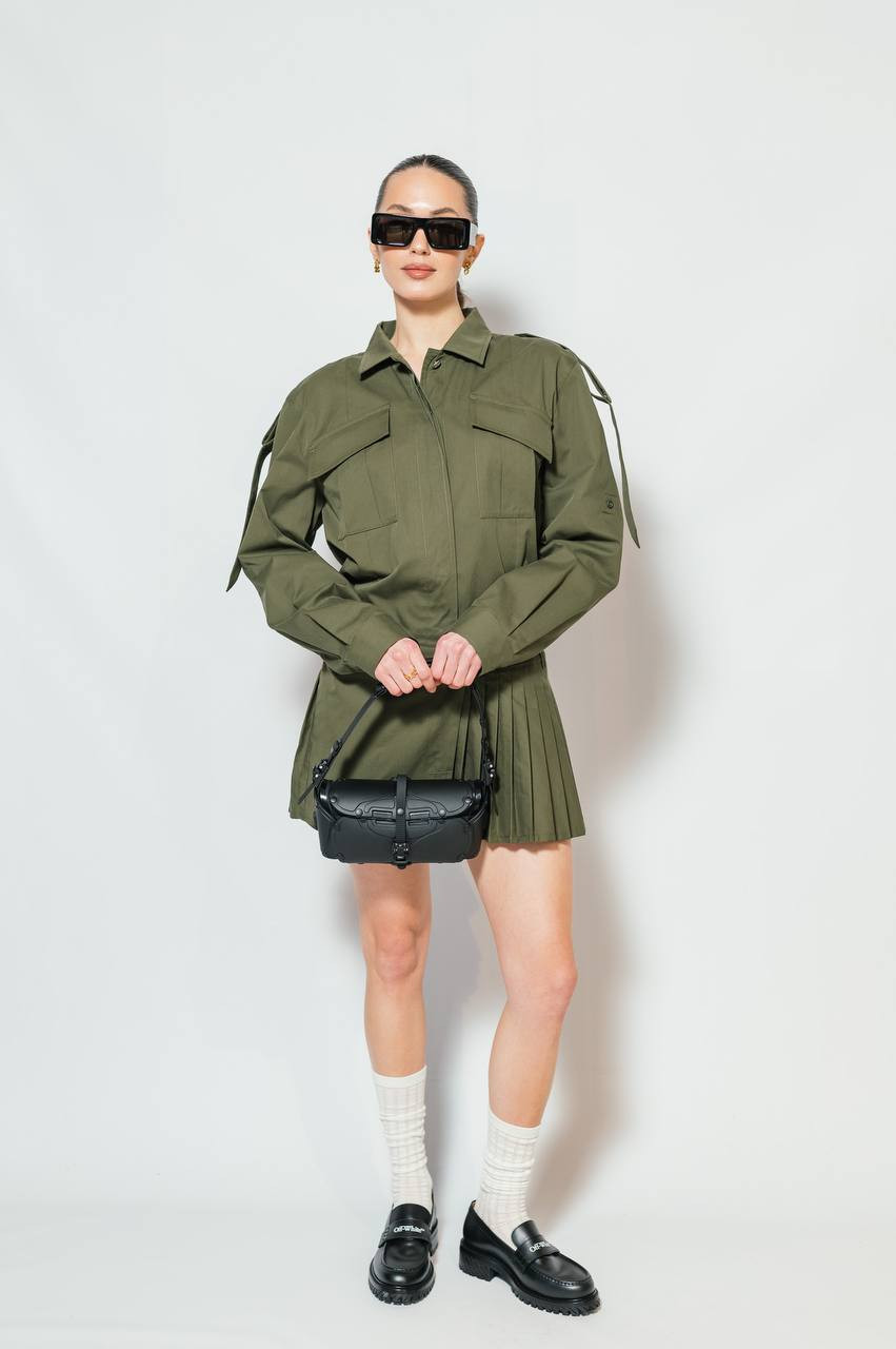 

Khaki pleated shirt dress Off-White