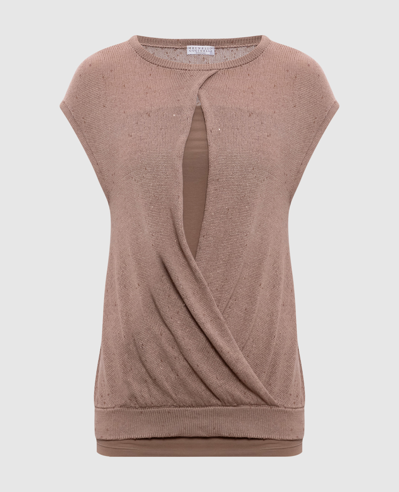 

Beige linen and silk top with slit Brunello Cucinelli