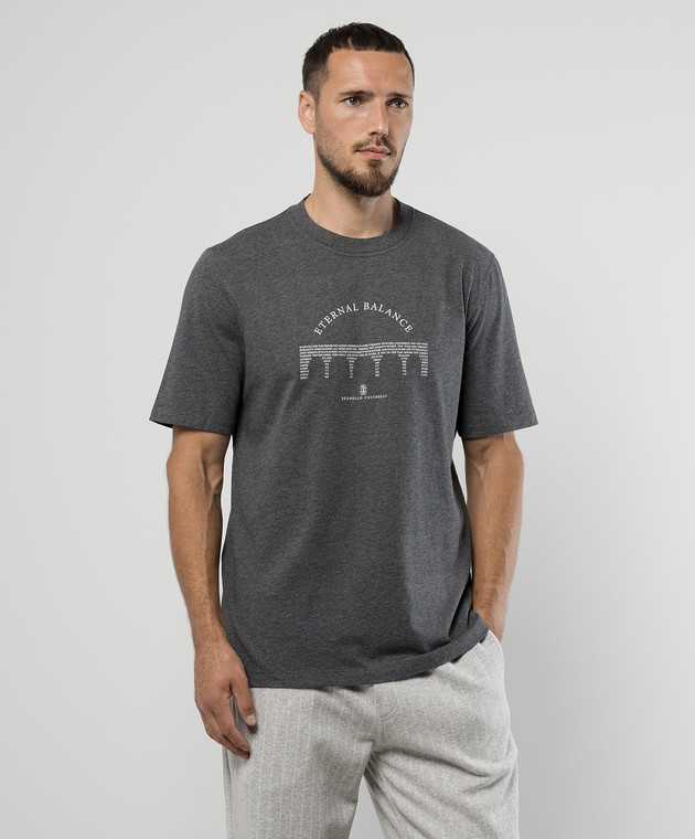 Brunello Cucinelli - Gray t-shirt with Eternal Balance print