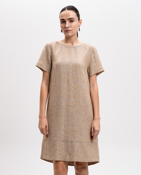 Peserico Beige linen dress with monil chain S0218202629