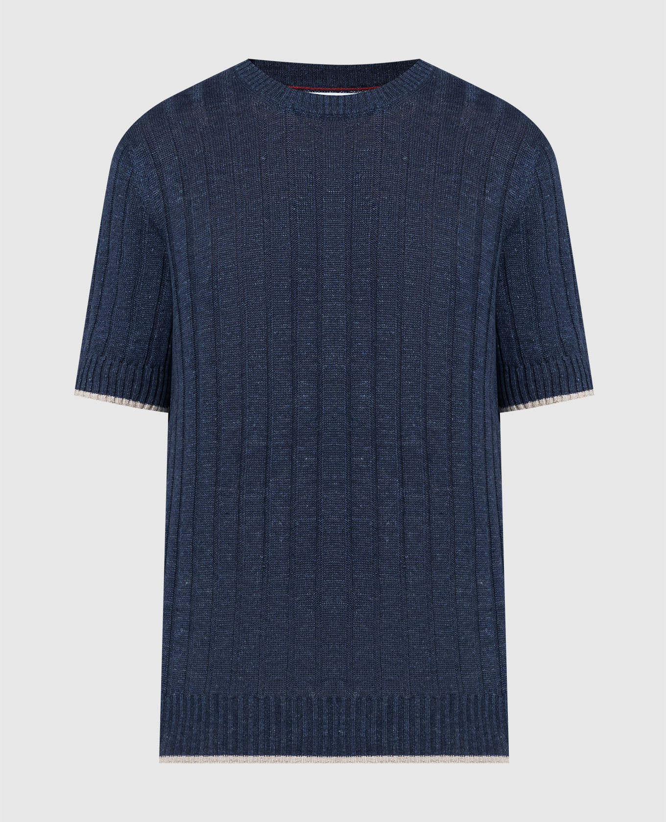 

Blue striped t-shirt with linen Brunello Cucinelli
