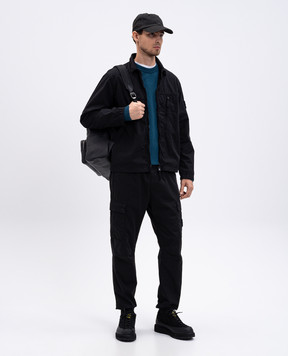 Stone Island Blue wool sweater with logo K2S155100045S00B4