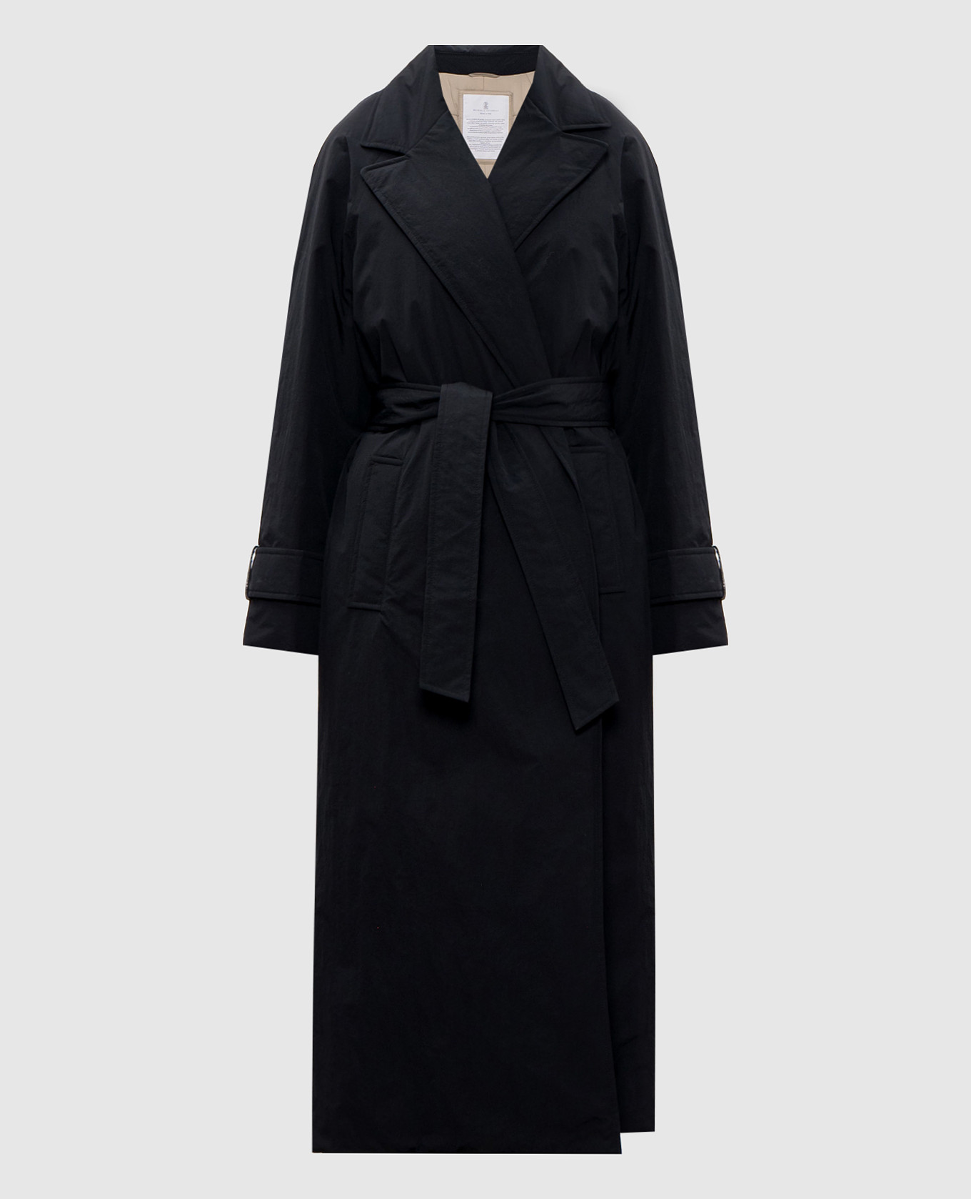 Black insulated raincoat with a monil chain brunello cucinelli