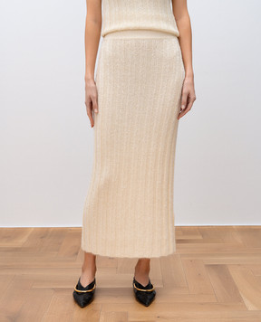 Khaite Claire beige silk and cashmere skirt 9751309