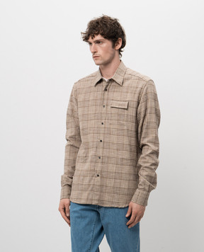 Kiton Beige wool and silk check shirt UMCBUBAK0617E