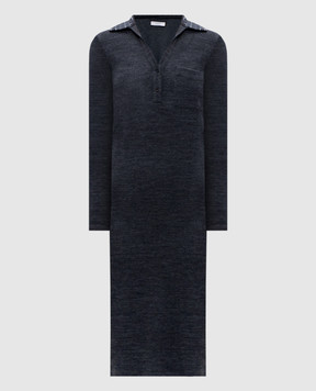 Peserico Gray melange polo dress with wool and sequins S02312J0R107551