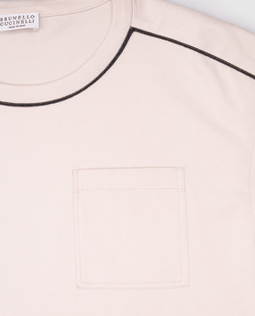 Brunello Cucinelli Children's pink T-shirt with a monil chain B0T81T439B
