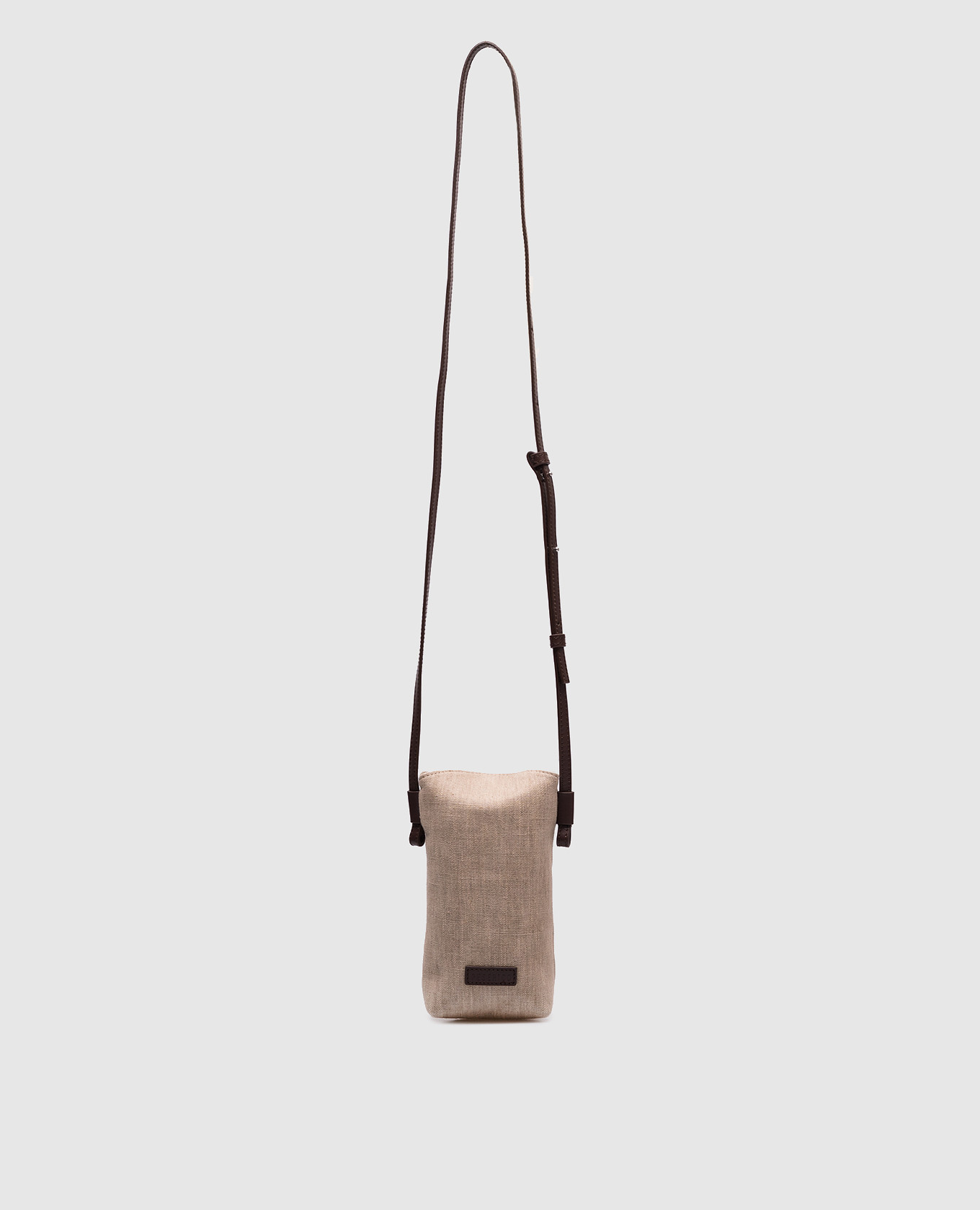 

Beige linen phone case with logo strap Peserico