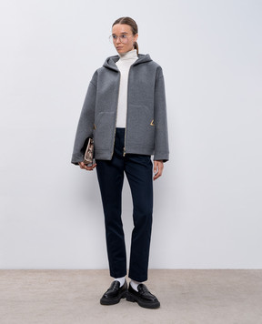 Valentino Gray cropped wool coat with hood 5B3CJ3A38M3