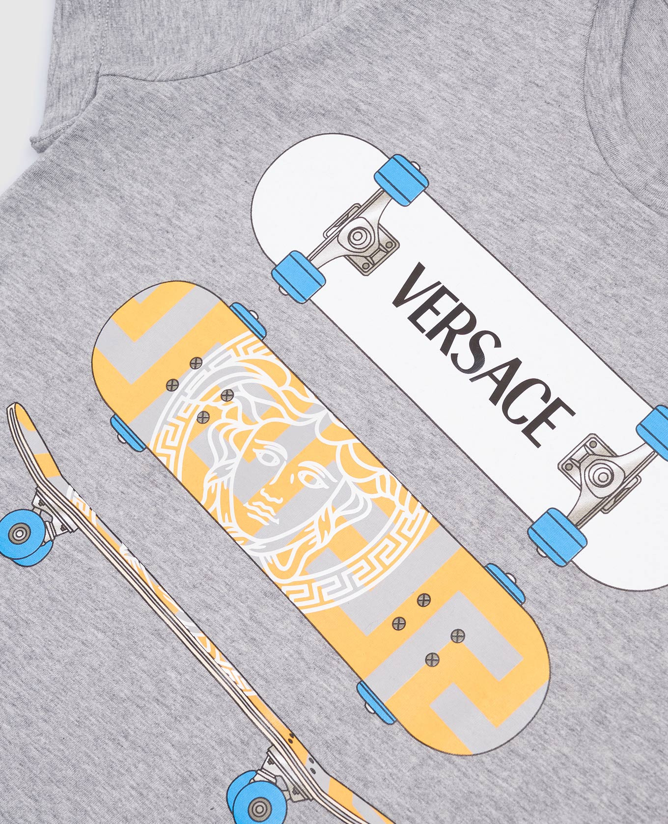 

Children's gray melange Skater T-shirt with print Versace, Grey