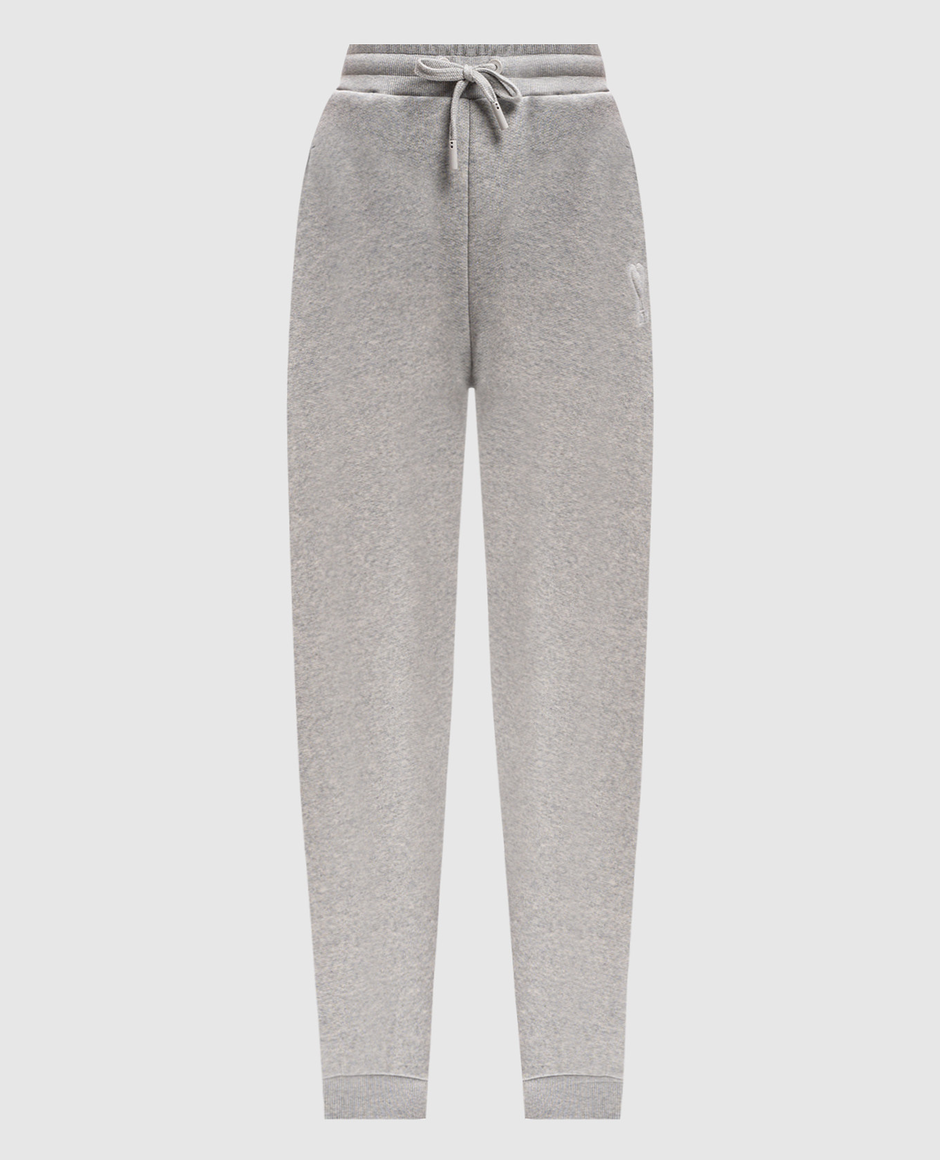 Gray insulated joggers with logo ami paris