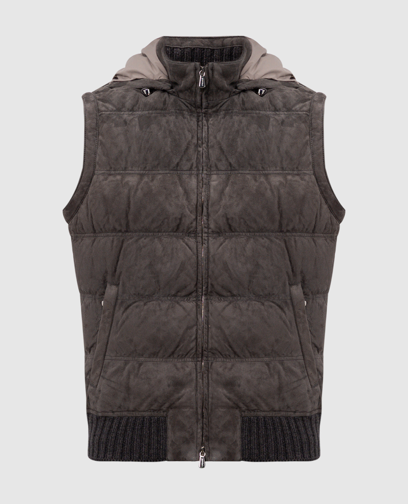 

Gray suede down vest Enrico Mandelli, Grey