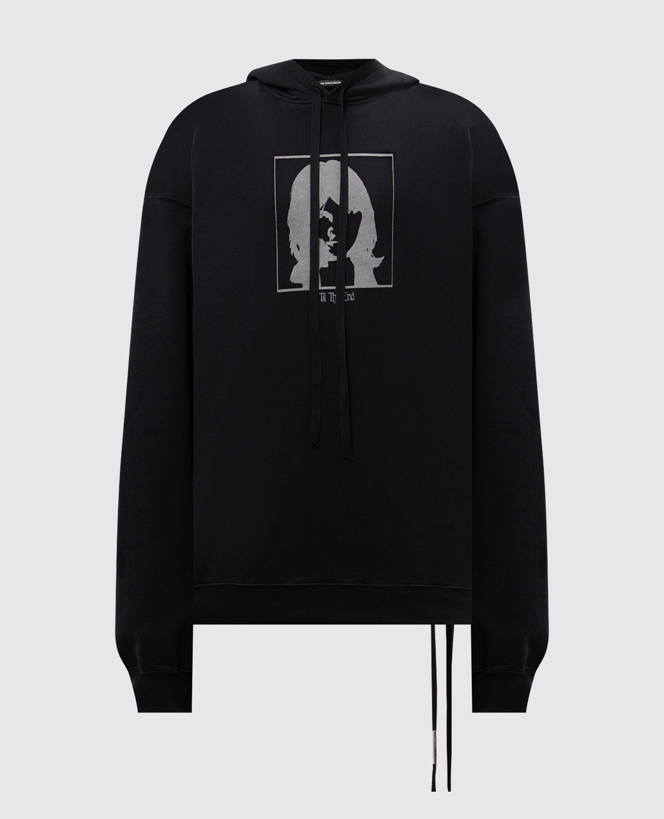 Black hoodie with Till the end print Ann Demeulemeester