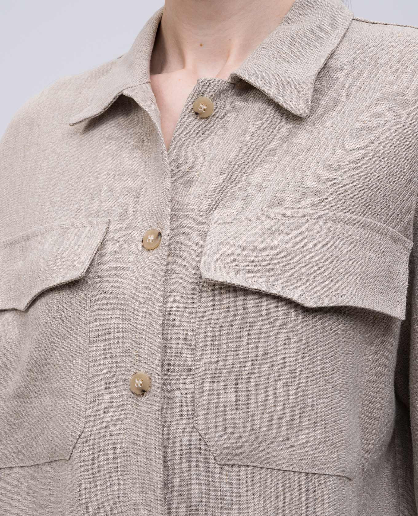 Beige linen shirt Solotre 5