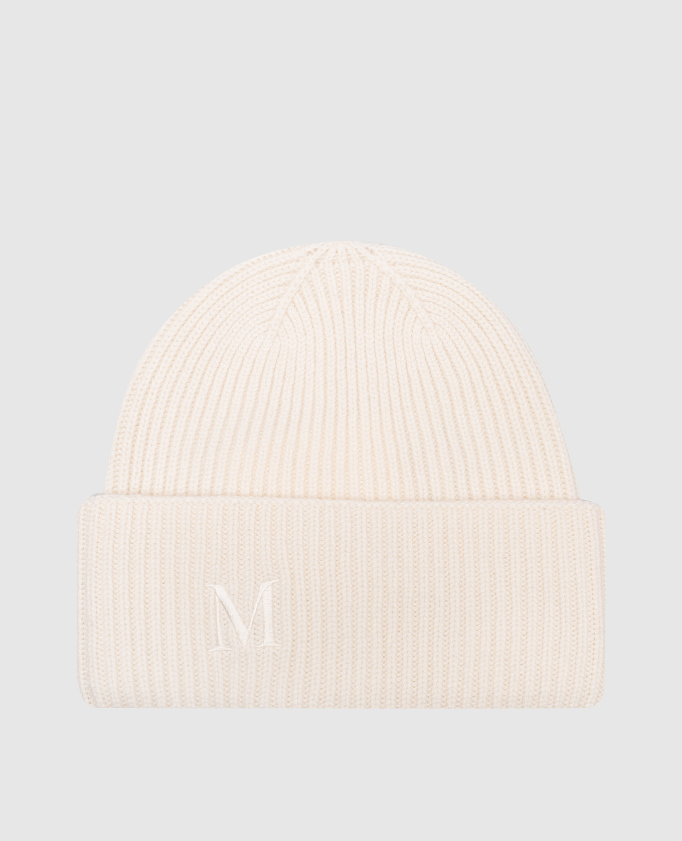 

White cashmere cap with logo embroidery Max Mara, Белый