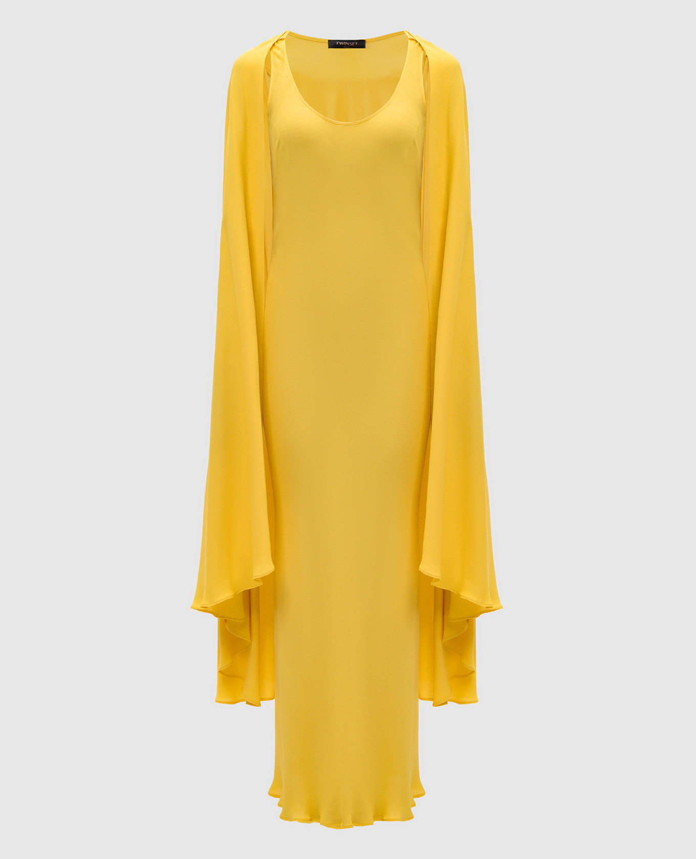 Ischia yellow maxi dress with cape Twinset