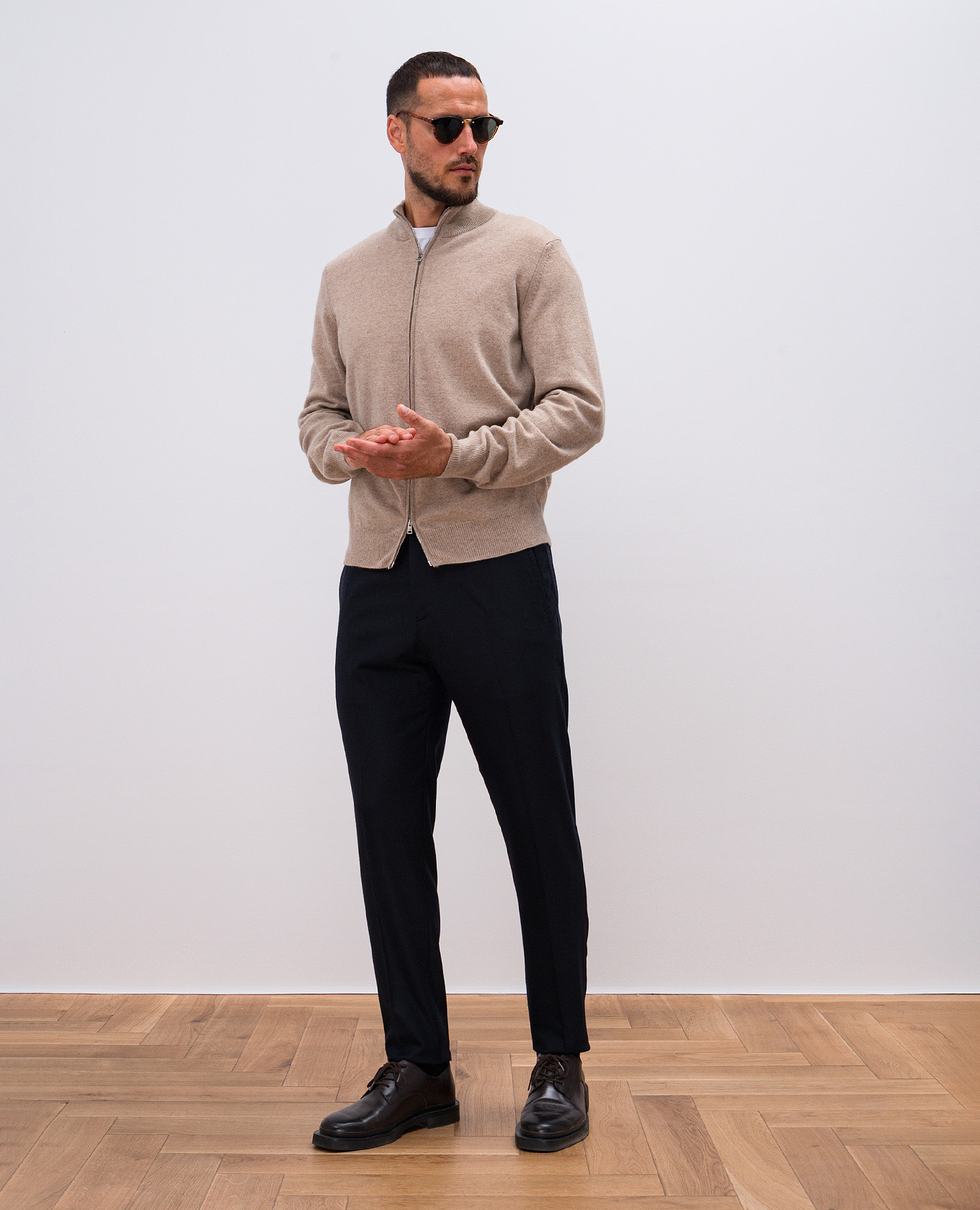 Beige melange cashmere cardigan Cashmere&Whiskey 2