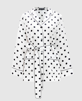 Dolce&Gabbana White silk blouse with peas F5I89TIS1VI