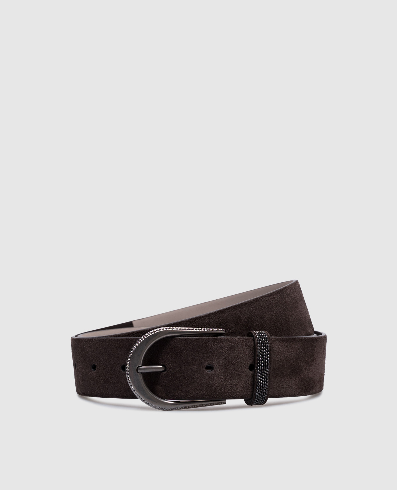 

Brown suede belt with monil chain Brunello Cucinelli