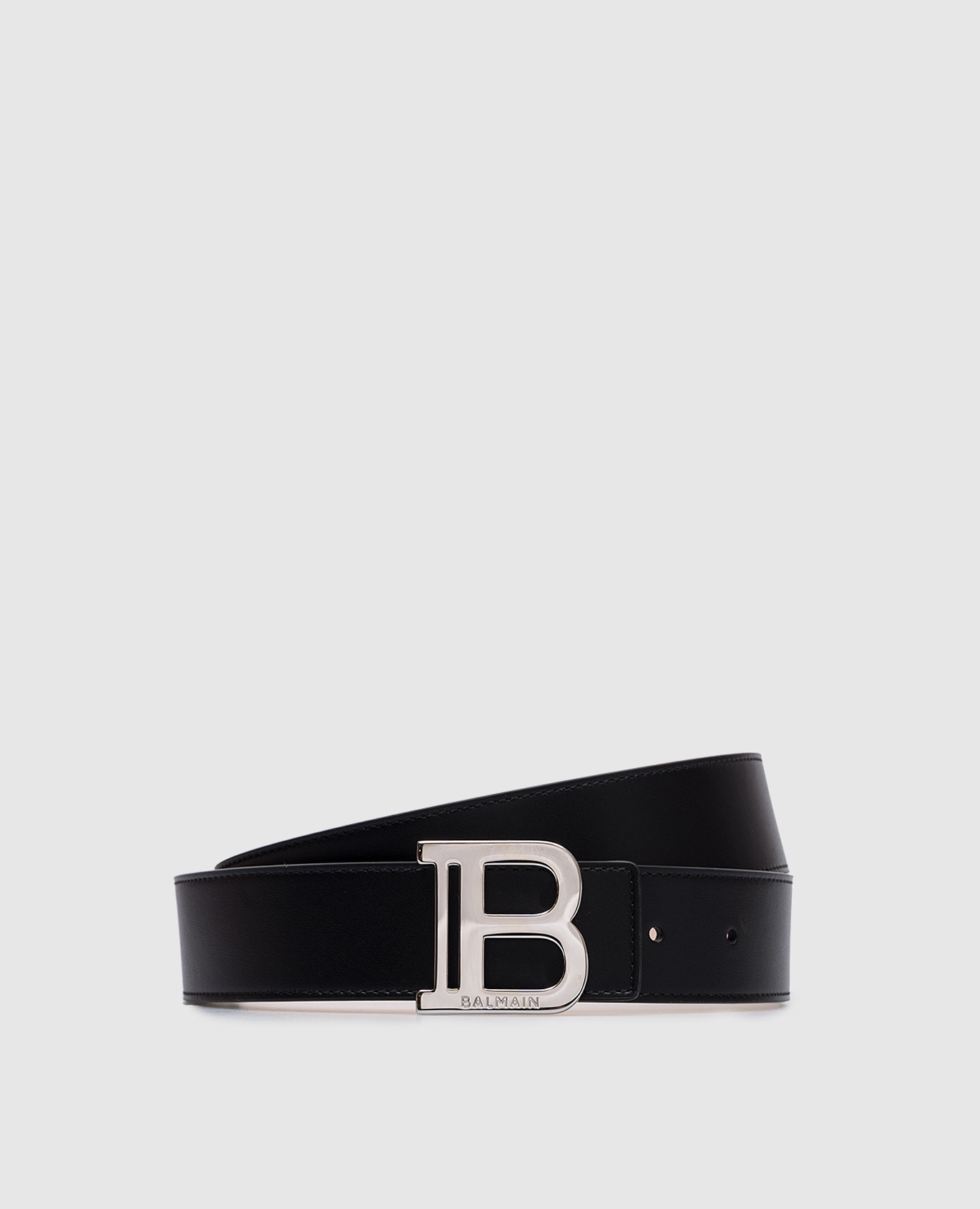 Balmain Black leather belt with V logo monogram