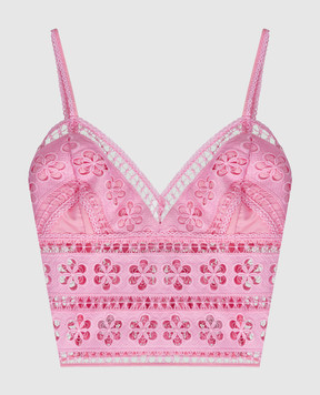 Charo Ruiz Melie pink top with lace 241115