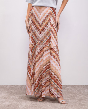 Missoni Brown maxi skirt in branded pattern with lurex DS25SH0FBR00ZV
