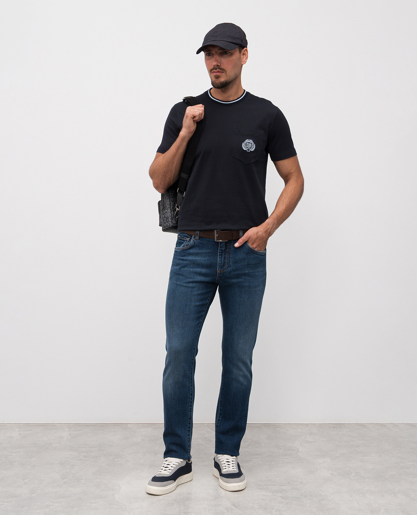 

Blue T-shirt with embroidered logo Dolce&Gabbana