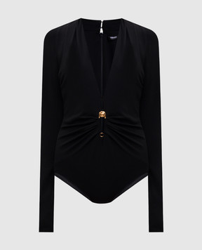 Versace Black bodysuit with branded pin 10210181A14475