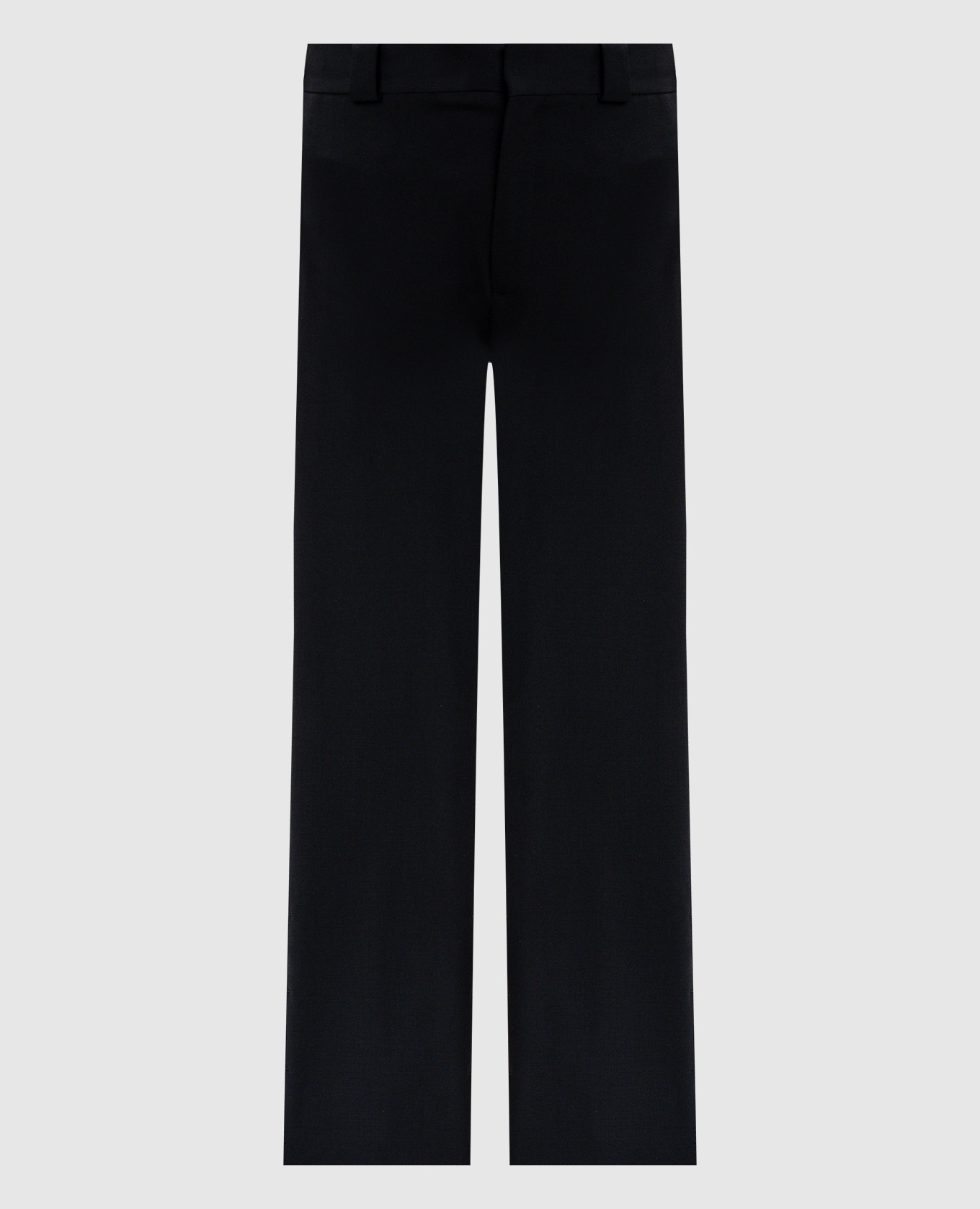 Black wool trousers with logo patch
