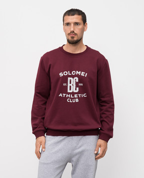 Brunello Cucinelli Burgundy sweatshirt with branded print MW8633380G