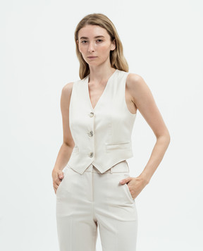 Peserico Beige vest with wool and monil chain A0360906461