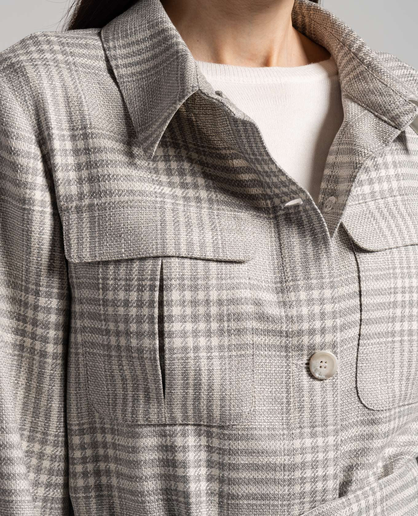 

Gray checkered silk and cashmere jacket Enrico Mandelli, Grey