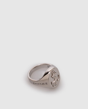 Alexander McQueen Silver ring with logo engraving 836710J161N