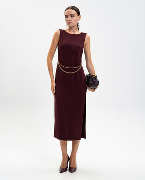 Twinset Burgundy midi dress with chain 252TP2300