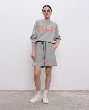 Solotre Grey melange sweatshirt with print M1D0235