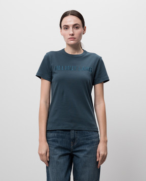 Helmut Lang Blue t-shirt with logo embroidery O06HW505