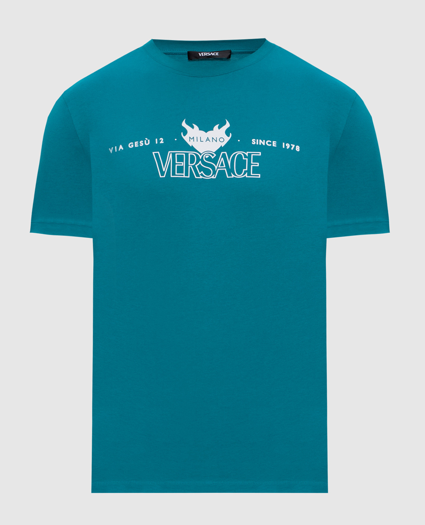 Green t-shirt with logo print Versace
