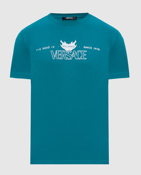 Versace Green t-shirt with logo print 10139441A14377