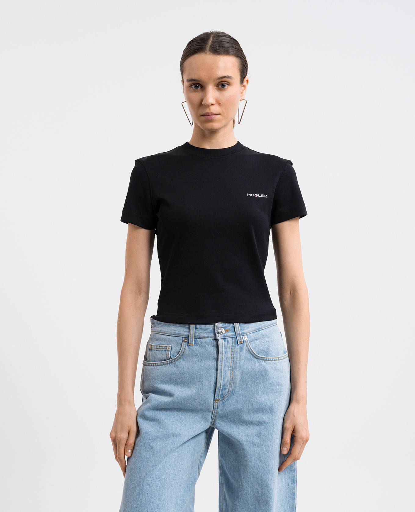 

Black T-shirt with textured logo Thierry Mugler