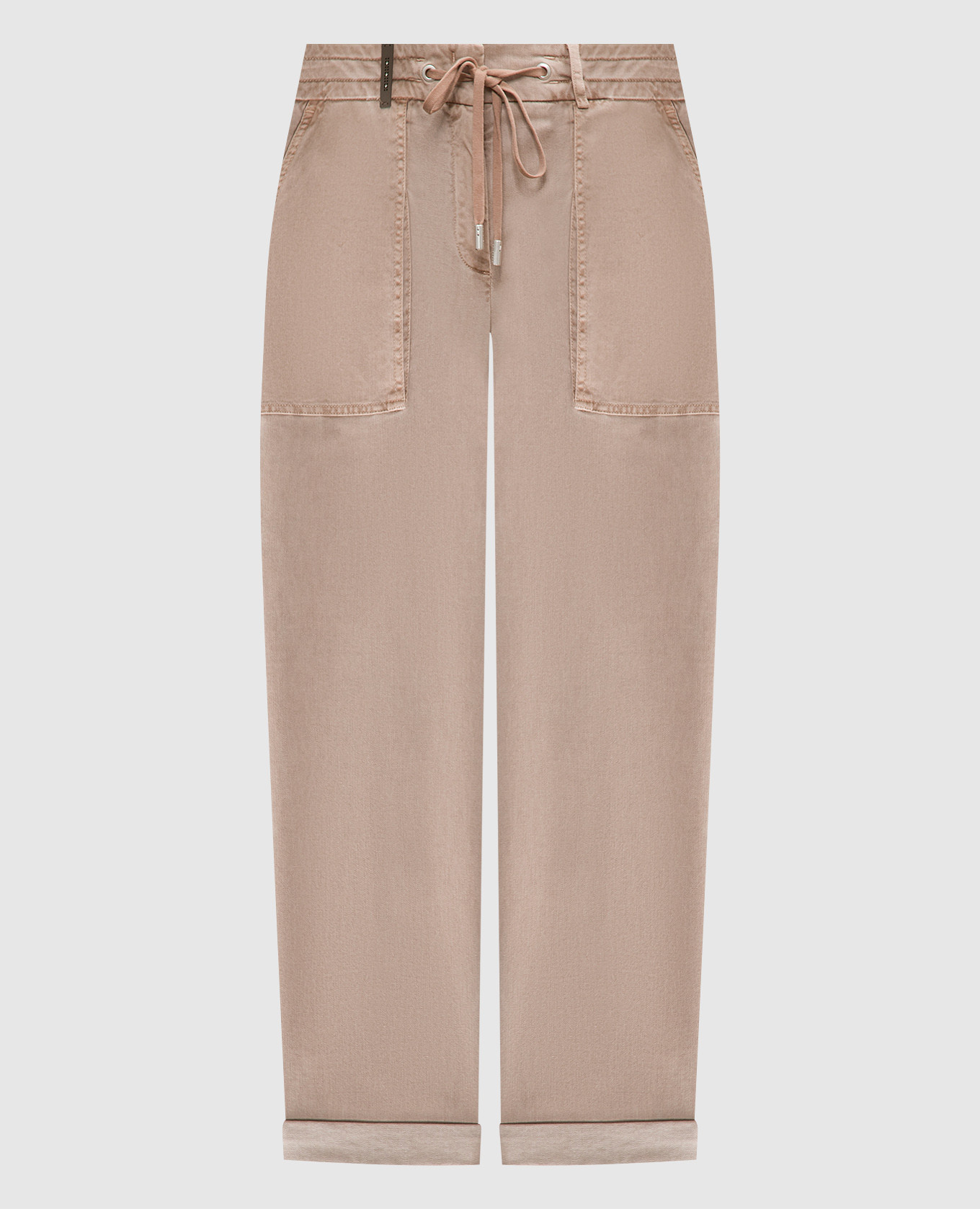 Beige pants with a brand patch Peserico