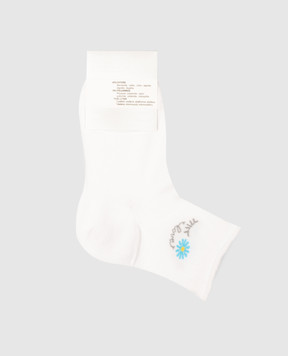 RiminiVeste Children's white socks Ciocca with a pattern in the form of a flower 4505