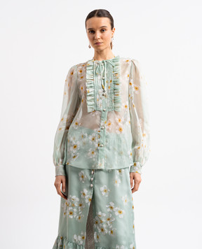 Valentino Green silk blouse with floral print 6B3AB792952